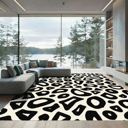 Abstract Black Organic Shapes Rug