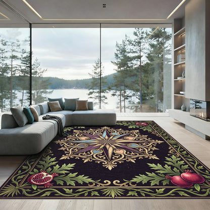 Gilded Star Pomegranate Floral Medallion Rug