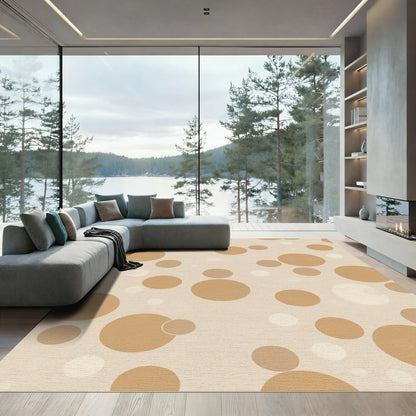 Warm Beige Scattered Circles Rug