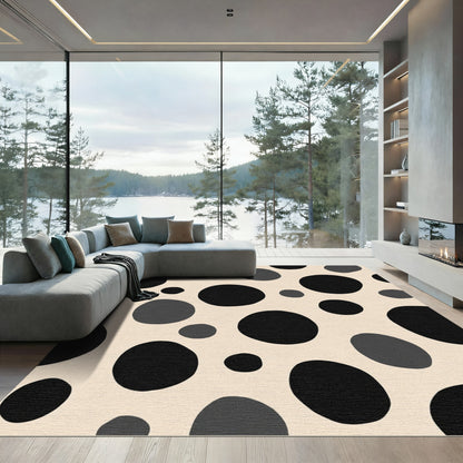 Light Gray Black Polka Dot Circles Rug