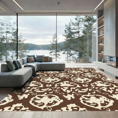 Rich Chocolate and Cream Organic Blooms Rug