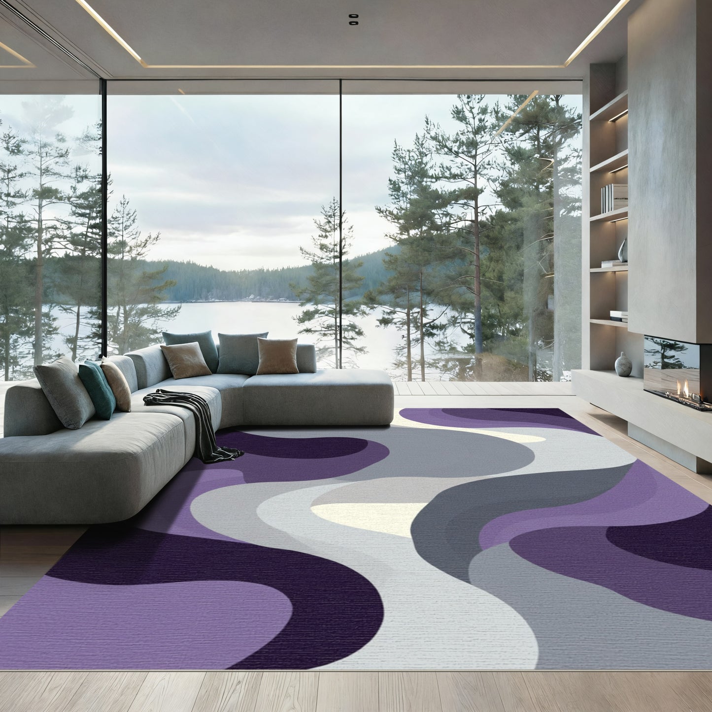 Purple Gray Gradient Flow Rug