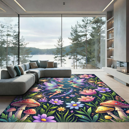 Whimsical Enchanted Fairy Garden Pastel Area Rug