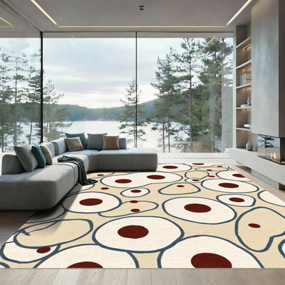 Cream Abstract Cell Clusters Rug