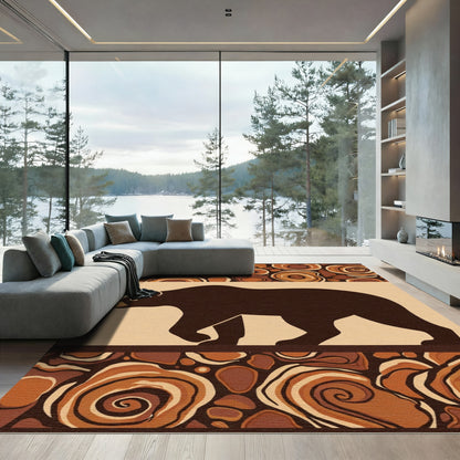 Brown Bear Wood Grain Border Rug