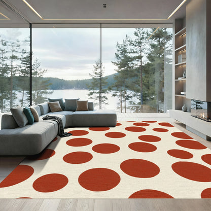 Terracotta Red Polka Dot Burst Rug