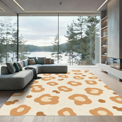 Earthy Tan Leopard Spots Rug