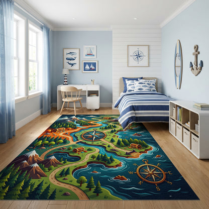 Whimsical Winding Trail Treasure Map Rug