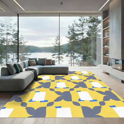Yellow Gray Abstract Geometric Kite Rug