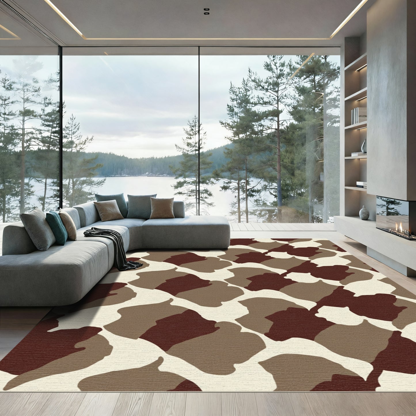 Earthy Abstract Organic Camouflage Rug