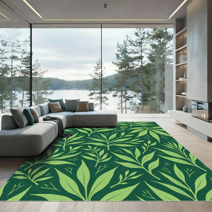 Emerald Green Leafy Branch Ensemble Rug