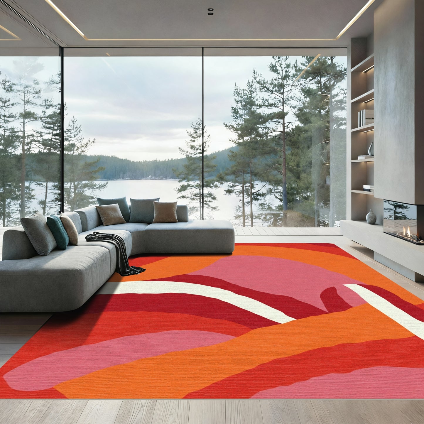 Warm Abstract Wave Rug