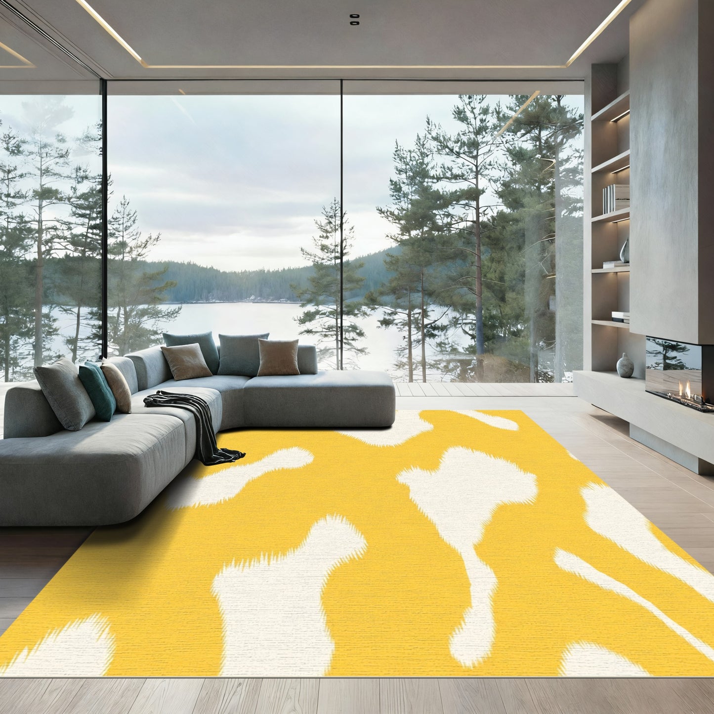 Cheerful Yellow White Splatter Rug