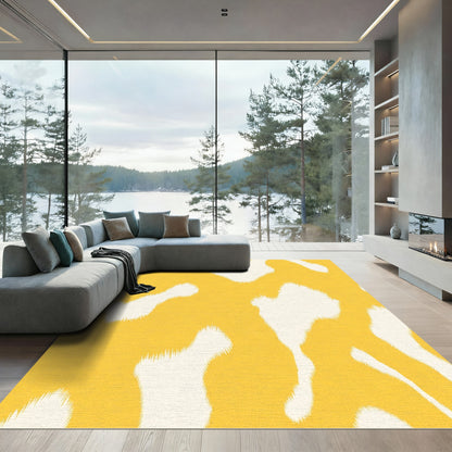 Cheerful Yellow White Splatter Rug