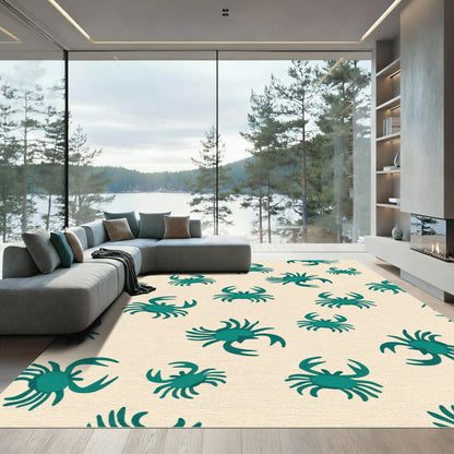 Teal Crab Nautical Scatter Rug