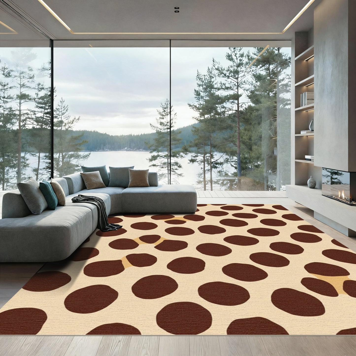 Brown Polka Dot Animal Skin Rug
