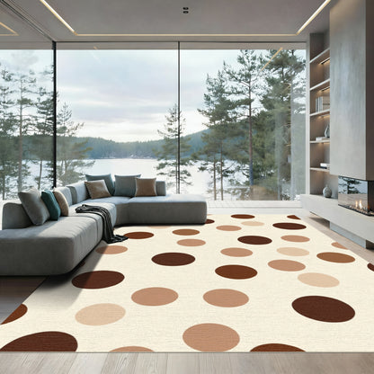 Brown Polka Dot Circle Composition Rug