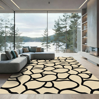 Cream Pebble Abstract Organic Rug