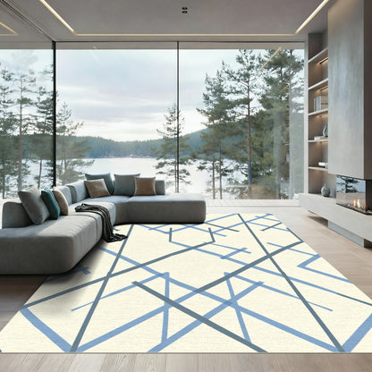 Abstract Blue Intersecting Lines Rug