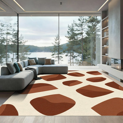 Rich Brown Abstract Organic Shapes Rug