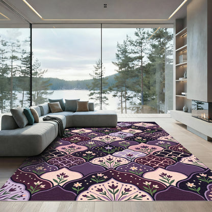 Purple Blossom Overlapping Arch Rug