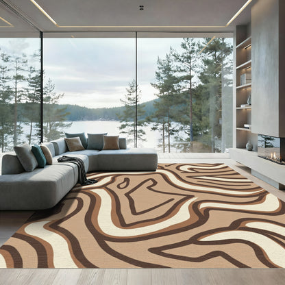 Earthy Tones Organic Swirl Abstract Rug