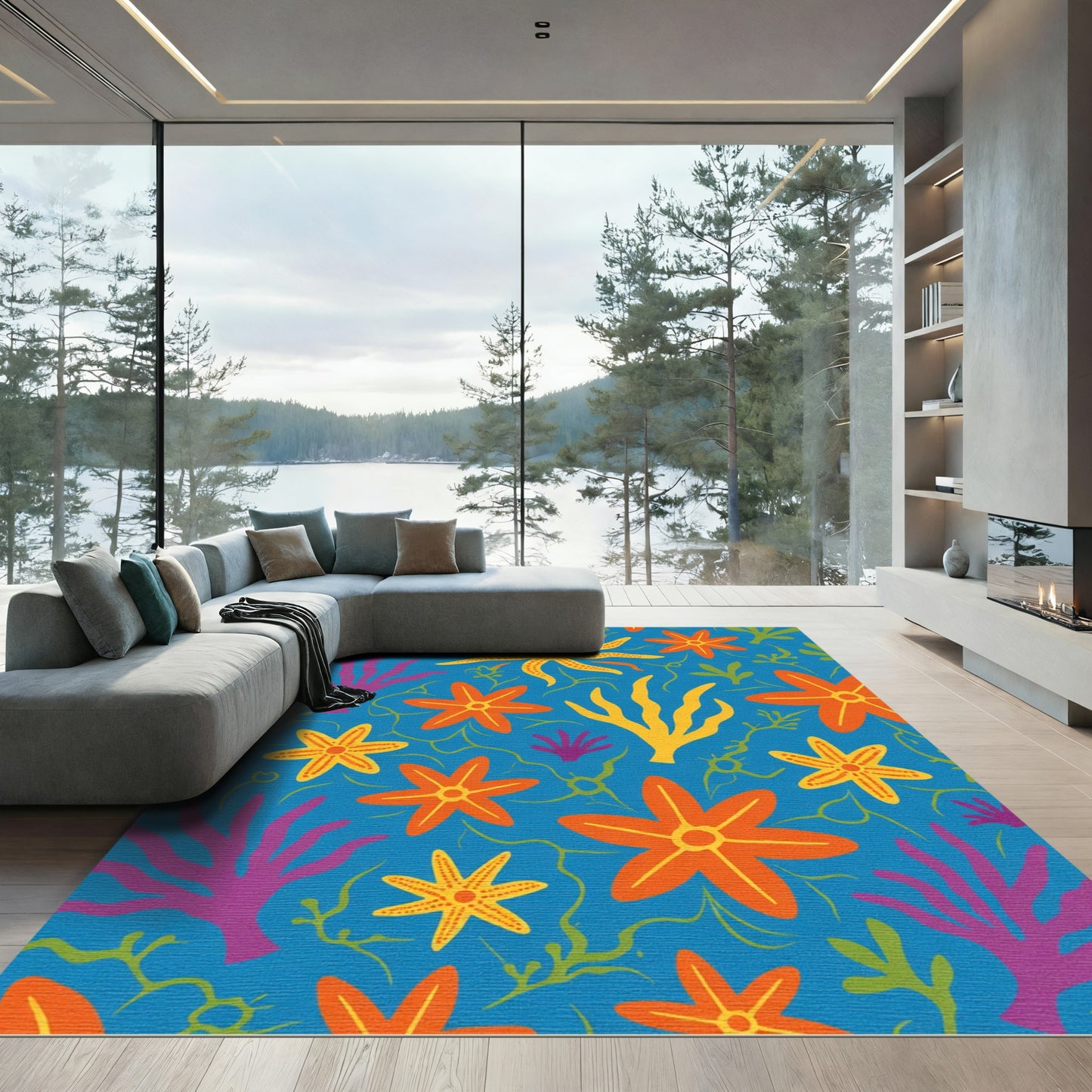 Ocean Starfish Coral Arrangement Rug
