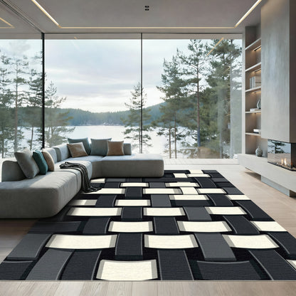 Monochromatic Woven Texture Rectangular Rug
