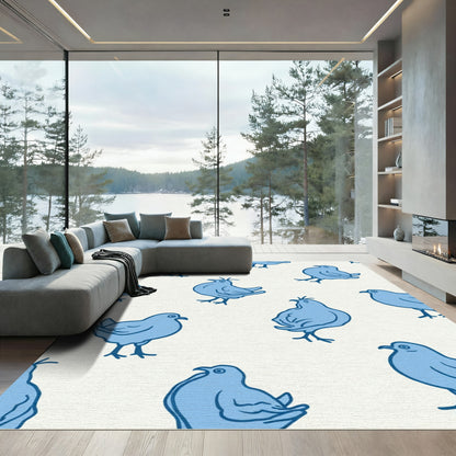 Blue Bird Charm Seamless Arrangement Rug