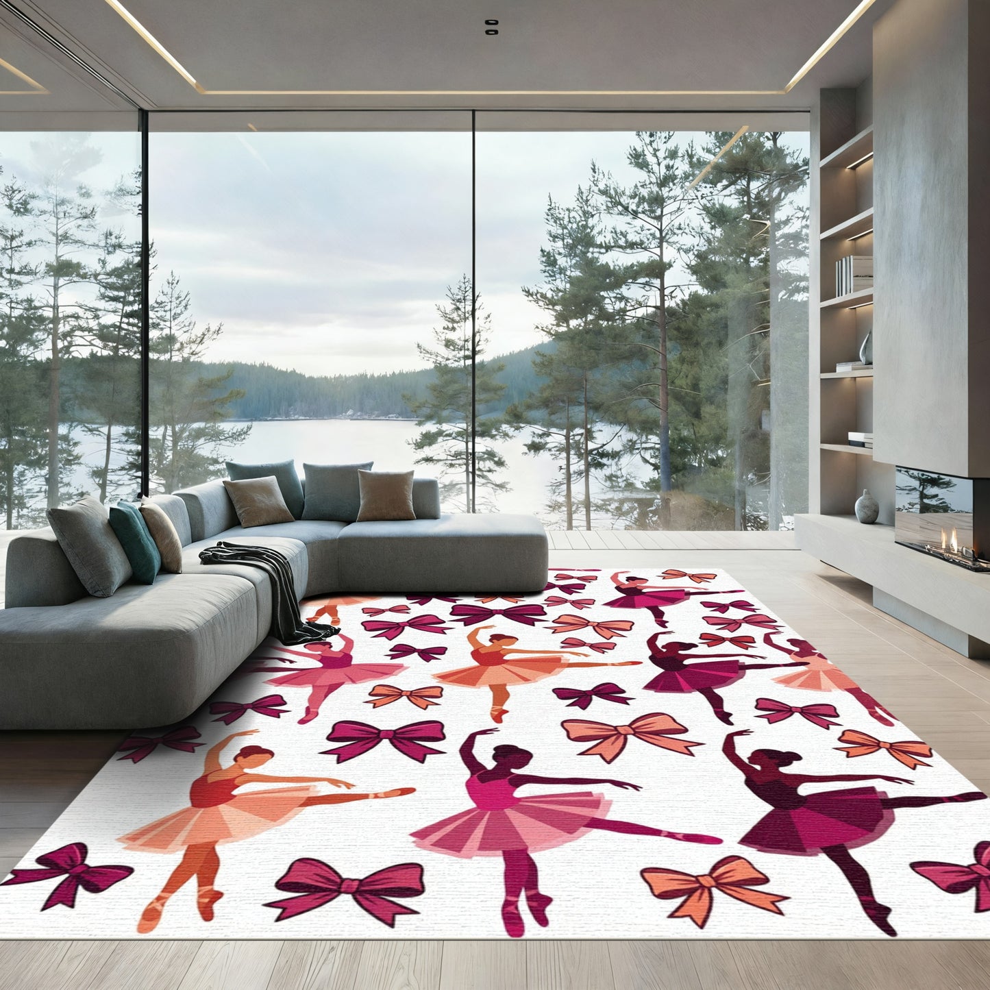Ballet Dancers With Pink Bows Rug