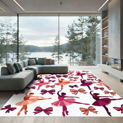 Ballet Dancers With Pink Bows Rug