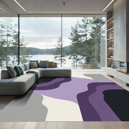 Lavender Abstract Layered Curves Rug