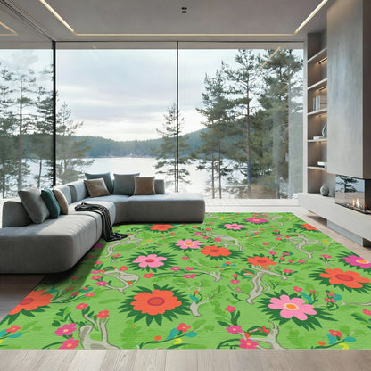 Vibrant Pink Orange Blossom Canopy Rug