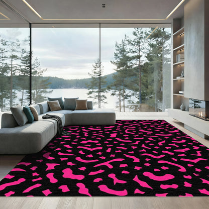 Hot Pink Abstract Memphis Shapes Rug