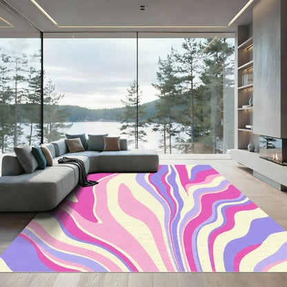 Retro Pink Purple Swirl Abstract Rug