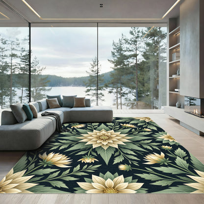 Cream Botanical Floral Symmetry Rug