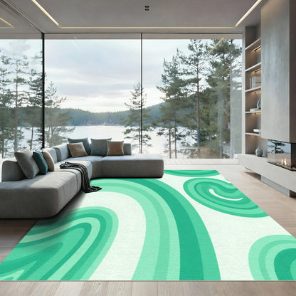 Mint Green Swirling Stripe Rug