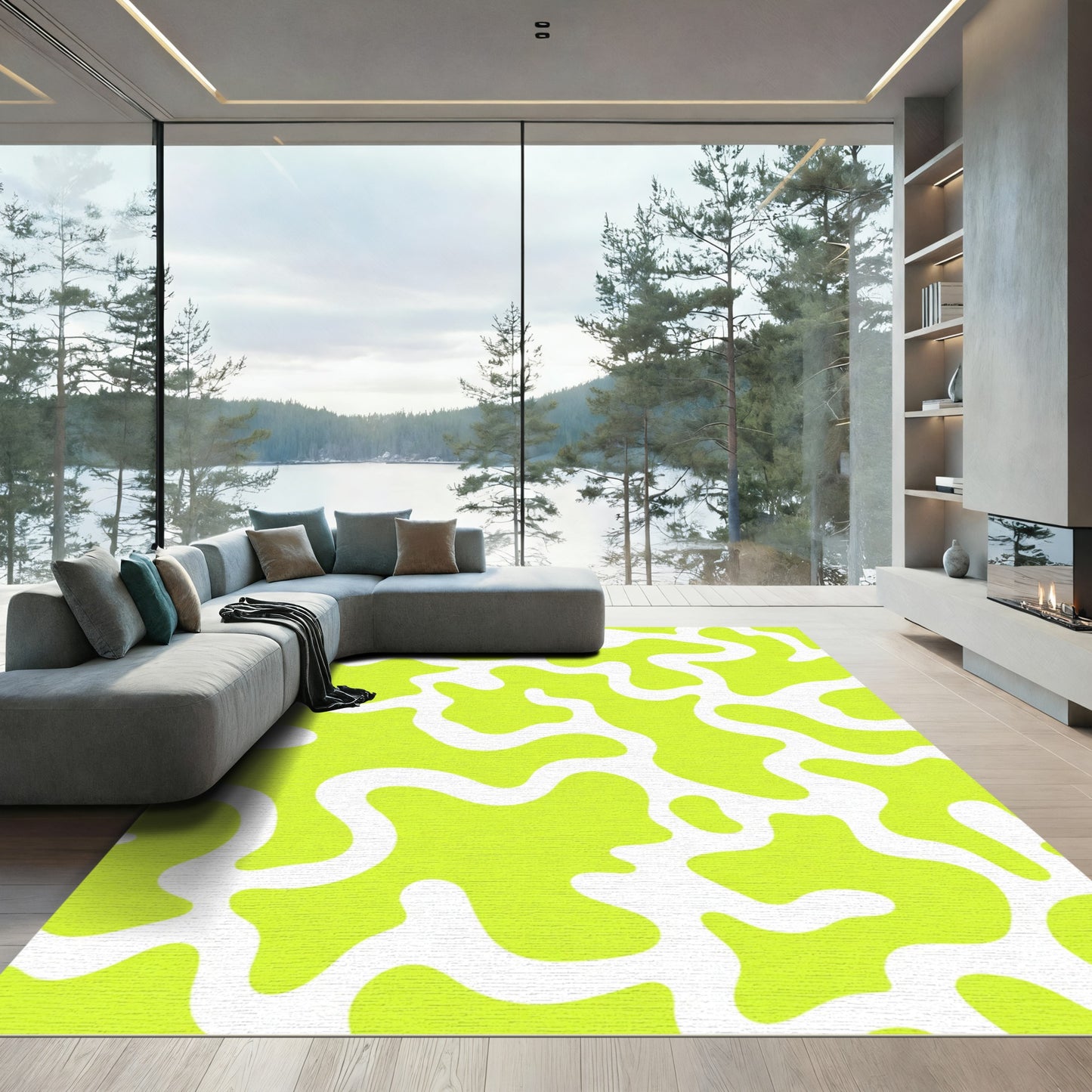 Lime Green Organic Blob Rug