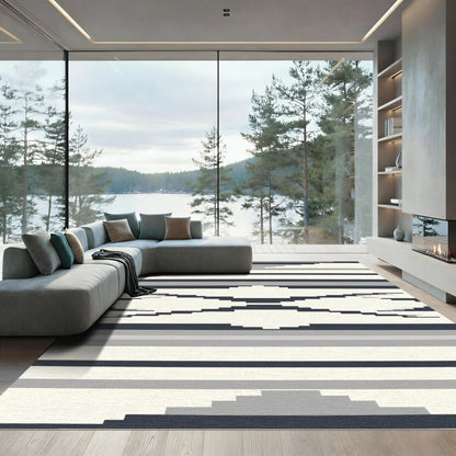 Monochromatic Terraced Chevron Stripes Rug
