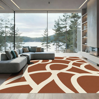 Earthy Brown Flowing Intertwined Lines Rug