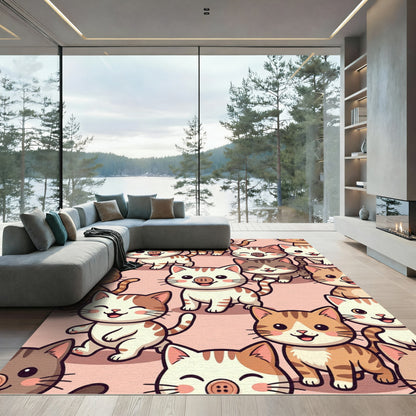 Cute Kawaii Kitten Button Nose Illustration Rug