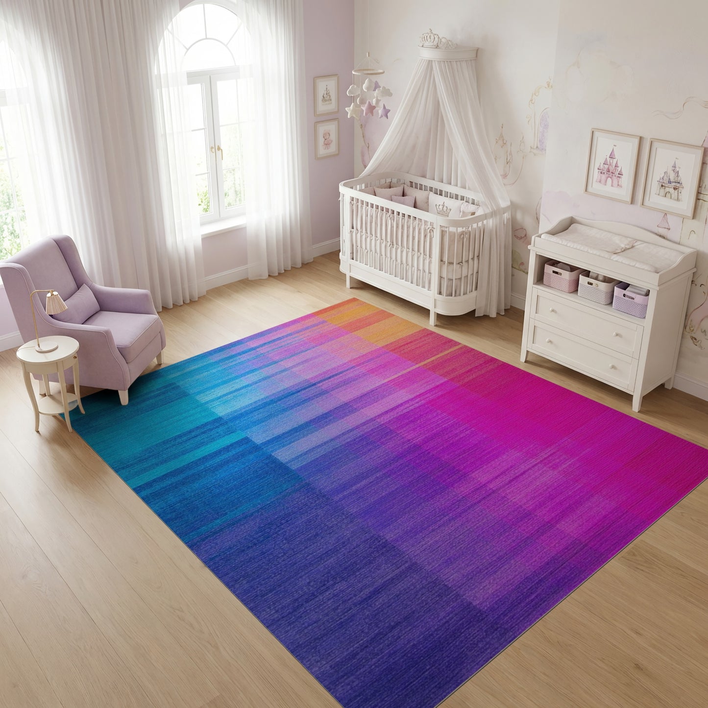 Vibrant Vertical Multicolor Gradient Rug