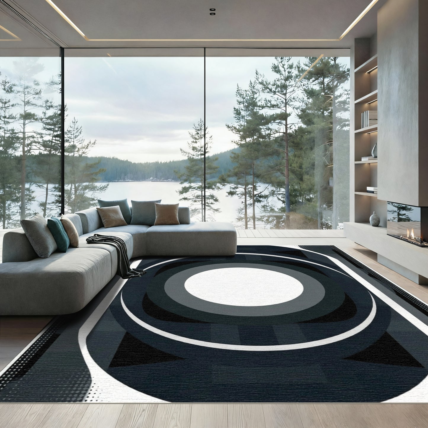 Monochromatic Concentric Arc Rectangular Rug