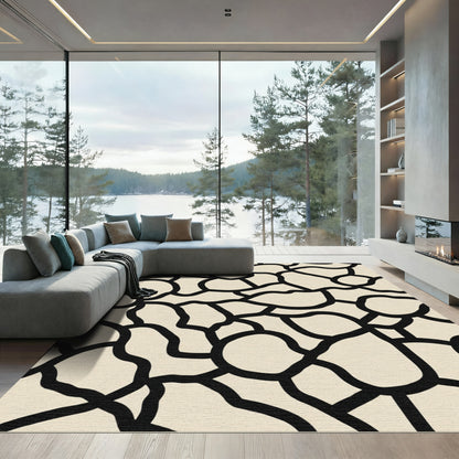Abstract Beige Organic Shape Rug