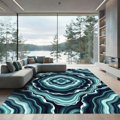 Teal Agate Stone Ripples Rug