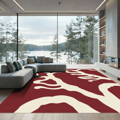 Crimson And Cream Organic Branch Rug