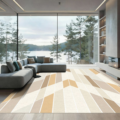 Neutral Earth Tone Geometric Accent Rug