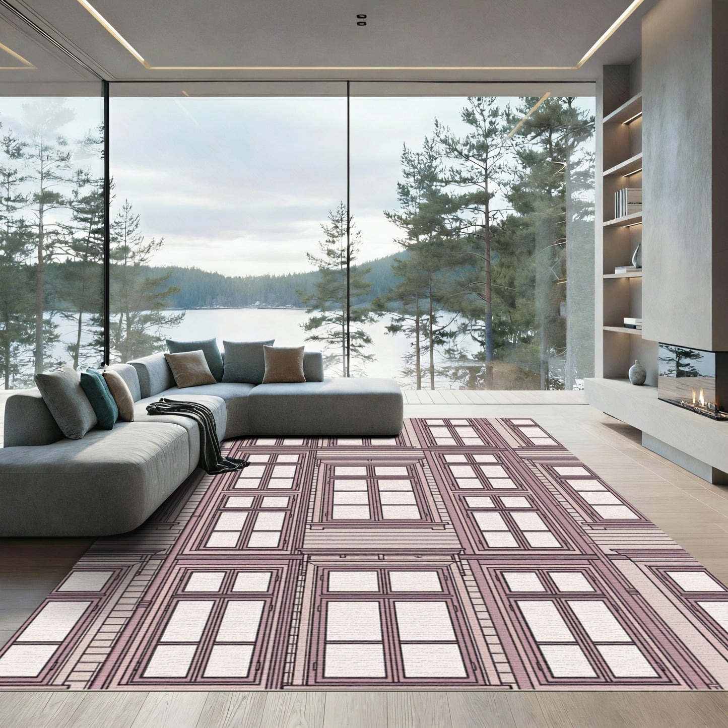 Rose Gold Colonial Window Arrangement Rug