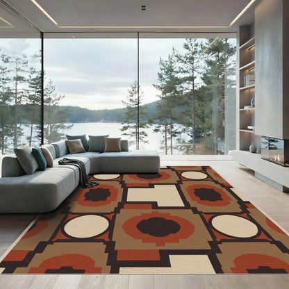 Earth Tones Geometric Medallion Rug