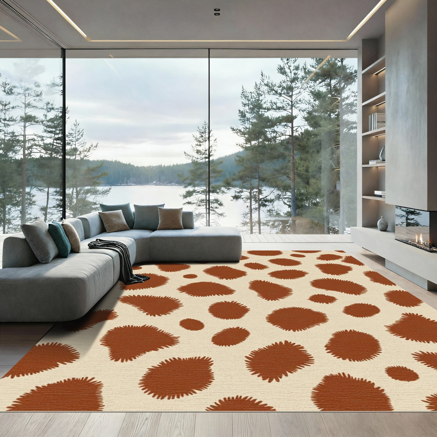 Brown Spotty Cream Spot Rug